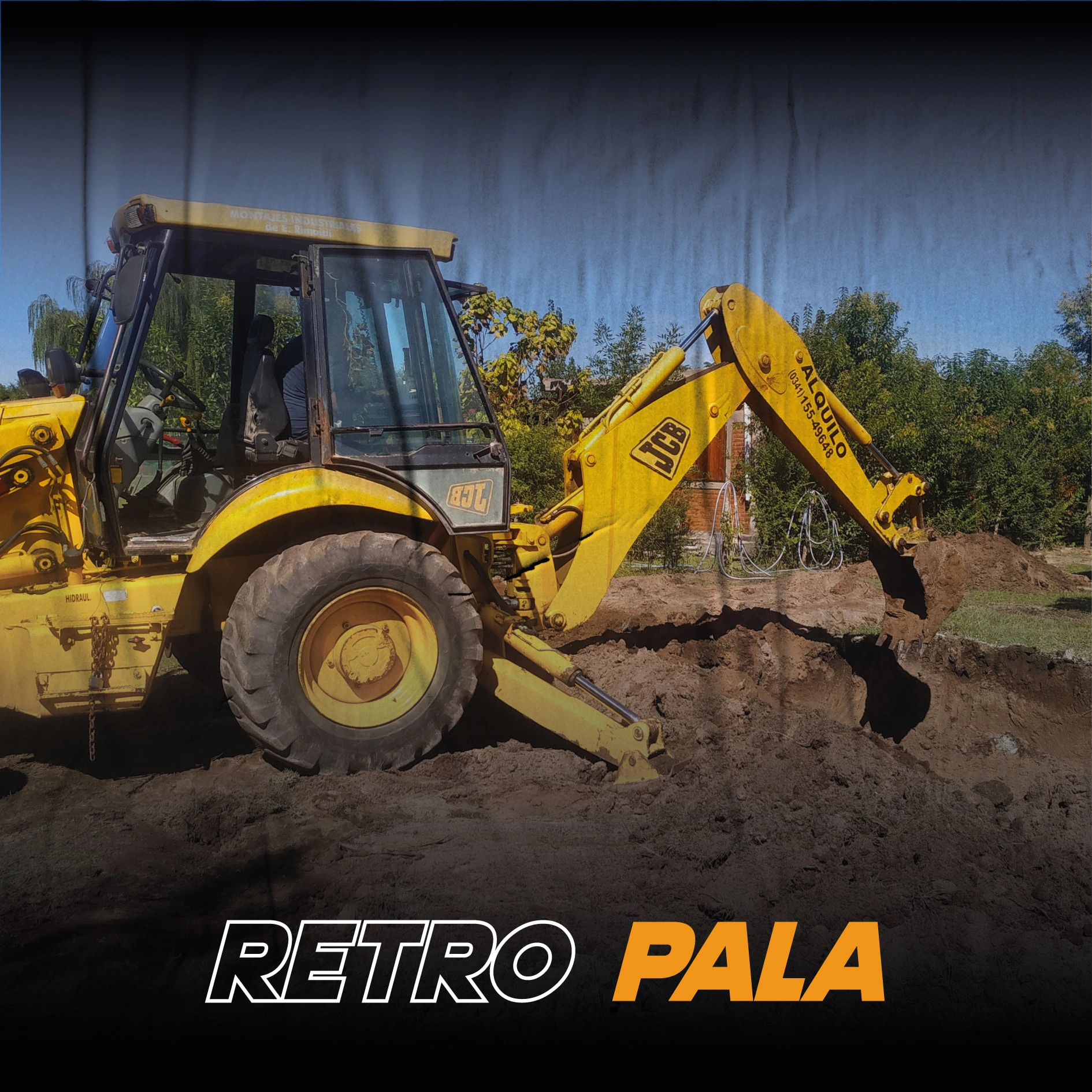 Retroexcavadora JCB 3CX trabajando en excavación